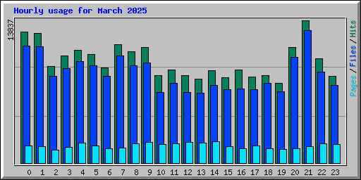 Hourly usage for March 2025